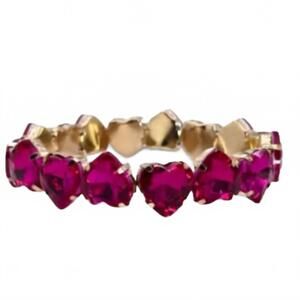 NEW PINK PANACHE women's rhinestone heart stretch bracelet in fuchsia